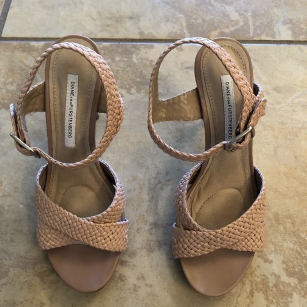 Gently used braided sandal heels